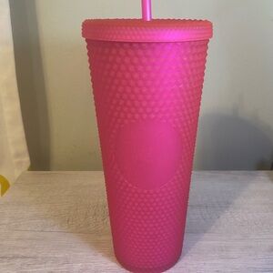 Starbucks 2022 Pink Studded Cold Cup Soft Touch with Straw
